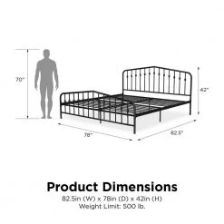 Bushwick Black King Metal Bed by Novogratz -Elama Sales Store black novogratz platform beds 4044049n 76 1000
