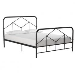 Francis Farmhouse Black Metal Queen Bed Frame by Novogratz