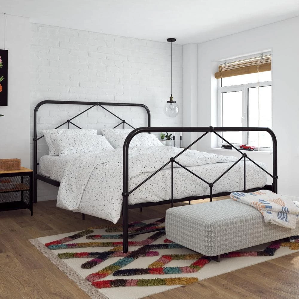 Francis Farmhouse Black Metal Queen Bed Frame by Novogratz 2 Francis Farmhouse Black Metal Queen Bed Frame by Novogratz - Image 2
