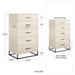 Kelly 5-Drawer Black Oak and Faux Rattan Dresser 47.21 in. H x 27.19 in. W x 19.69 in. D by Novogratz 18 Kelly 5-Drawer Black Oak and Faux Rattan Dresser 47.21 in. H x 27.19 in. W x 19.69 in. D by Novogratz -Elama Sales Store black oak and faux rattan novogratz chest of drawers 5799335com 4f 1000