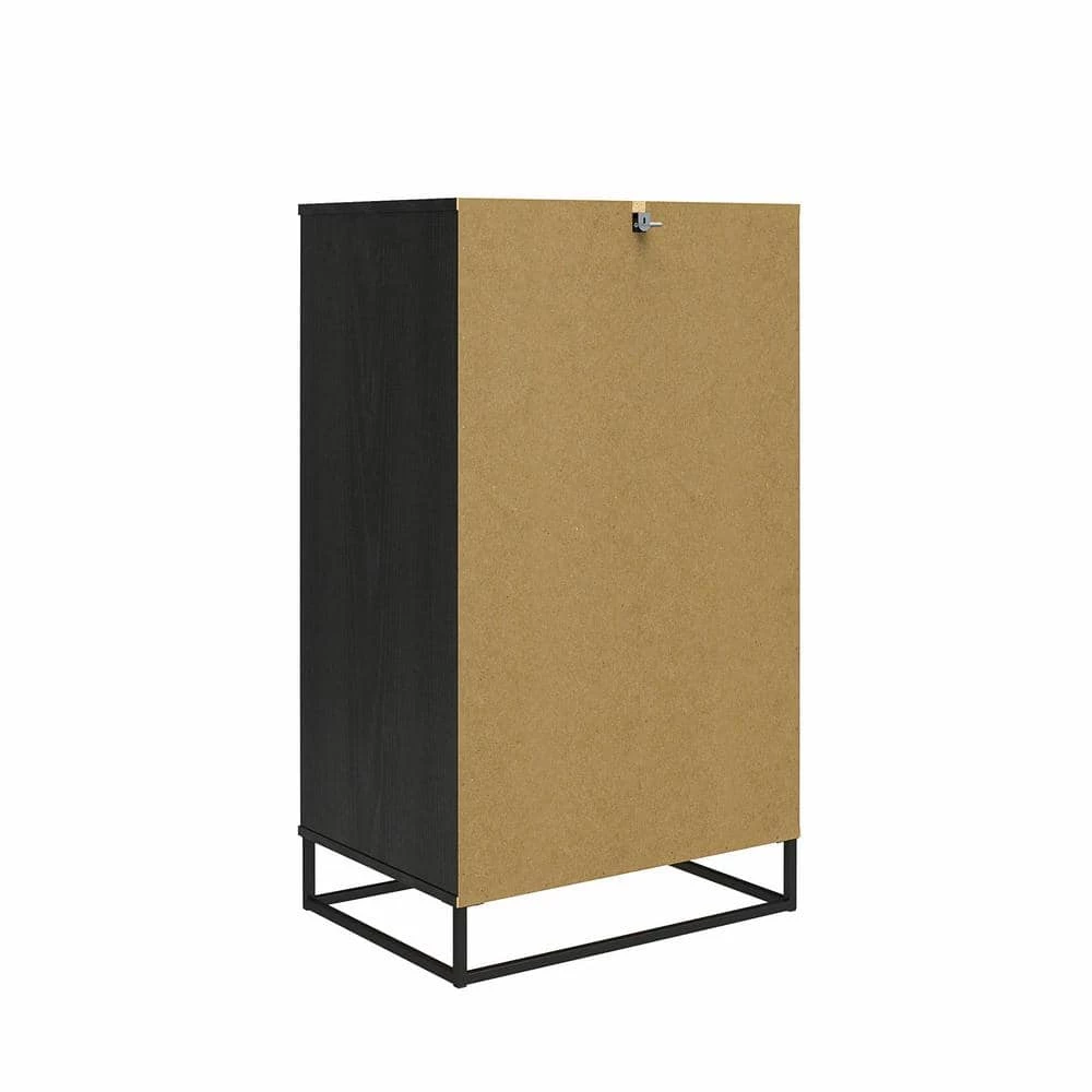 Kelly 5-Drawer Black Oak and Faux Rattan Dresser 47.21 in. H x 27.19 in. W x 19.69 in. D by Novogratz 4 Kelly 5-Drawer Black Oak and Faux Rattan Dresser 47.21 in. H x 27.19 in. W x 19.69 in. D by Novogratz - Image 4