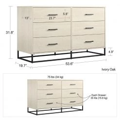 Kelly 6-Drawer Black Oak and Faux Rattan Dresser 31.77 in. H x 53.62 in. W x 19.69 in. D by Novogratz 20 Kelly 6-Drawer Black Oak and Faux Rattan Dresser 31.77 in. H x 53.62 in. W x 19.69 in. D by Novogratz -Elama Sales Store black oak novogratz dressers 9230335com 44 1000