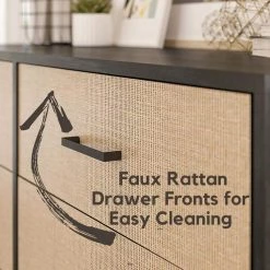 Kelly 6-Drawer Black Oak and Faux Rattan Dresser 31.77 in. H x 53.62 in. W x 19.69 in. D by Novogratz 18 Kelly 6-Drawer Black Oak and Faux Rattan Dresser 31.77 in. H x 53.62 in. W x 19.69 in. D by Novogratz -Elama Sales Store black oak novogratz dressers 9230335com 4f 1000