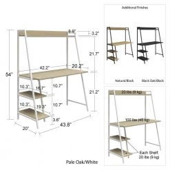 Bushwick 43.8 in. Black Oak Ladder Desk by Novogratz 18 Bushwick 43.8 in. Black Oak Ladder Desk by Novogratz -Elama Sales Store black oak novogratz ladder desks 5671911com 4f 1000