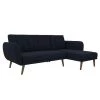 Brittany Blue Linen Sectional Futon Sofa by Novogratz