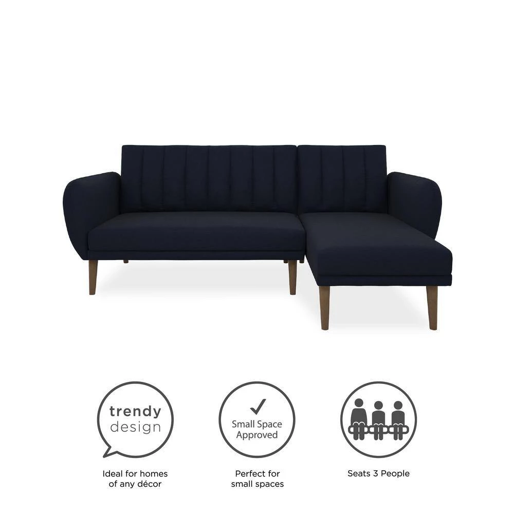 Brittany Blue Linen Sectional Futon Sofa by Novogratz 11 Brittany Blue Linen Sectional Futon Sofa by Novogratz - Image 11