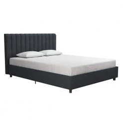 Brittany Blue Linen Queen Upholstered Bed by Novogratz