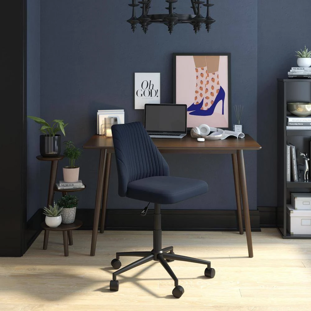 Brittany Blue Linen Office Chair with Castors by Novogratz 3 Brittany Blue Linen Office Chair with Castors by Novogratz - Image 3