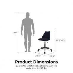 Brittany Blue Linen Office Chair with Castors by Novogratz 18 Brittany Blue Linen Office Chair with Castors by Novogratz -Elama Sales Store blue linen novogratz task chairs 2391629n 4f 1000