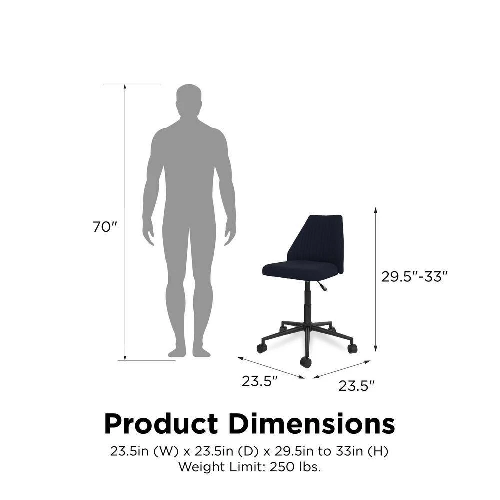 Brittany Blue Linen Office Chair with Castors by Novogratz 9 Brittany Blue Linen Office Chair with Castors by Novogratz - Image 9