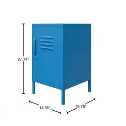 Cache 27.14 in. Blue Metal Locker End Table by Novogratz -Elama Sales Store blue novogratz end side tables 2354810com 40 1000