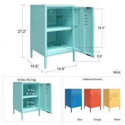 Cache 27.14 in. Blue Metal Locker End Table by Novogratz -Elama Sales Store blue novogratz end side tables 2354810com c3 1000