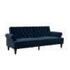 Cassidy Blue Velvet Upholstered Futon by Novogratz