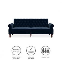 Cassidy Blue Velvet Upholstered Futon by Novogratz 25 Cassidy Blue Velvet Upholstered Futon by Novogratz -Elama Sales Store blue velvet novogratz futons 2342679n fa 1000