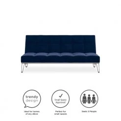 Elle Blue Convertible Sofa Bed Futon by Novogratz -Elama Sales Store blue velvet novogratz futons 2347679n 1f 1000