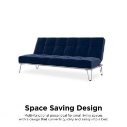 Elle Blue Convertible Sofa Bed Futon by Novogratz -Elama Sales Store blue velvet novogratz futons 2347679n 4f 1000