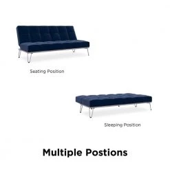 Elle Blue Convertible Sofa Bed Futon by Novogratz -Elama Sales Store blue velvet novogratz futons 2347679n c3 1000