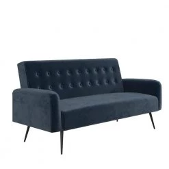 Stevie Blue Velvet Convertible Sofa Bed Futon by Novogratz