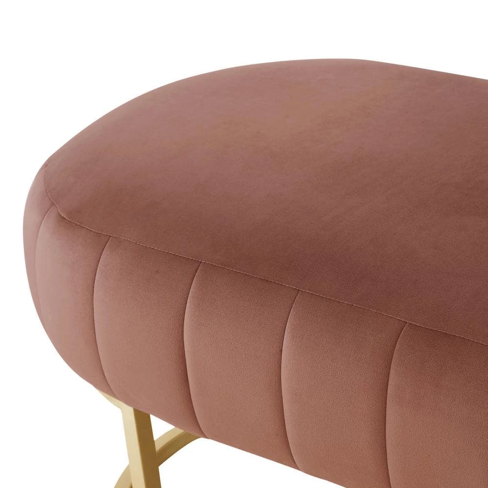 Mohit Blush/Gold Benches Upholstered Velvet 53 in. L x 22 in. W x 18 in. H by Nicole Miller 8 Mohit Blush/Gold Benches Upholstered Velvet 53 in. L x 22 in. W x 18 in. H by Nicole Miller - Image 8