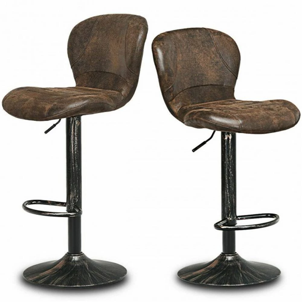 43.5 in. Brown Metal Frame Adjustable Cushioned Bar Stool with Hot-stamping Cloth Seat (Set of 2) by Cubilan 5 43.5 in. Brown Metal Frame Adjustable Cushioned Bar Stool with Hot-stamping Cloth Seat (Set of 2) by Cubilan - Image 5