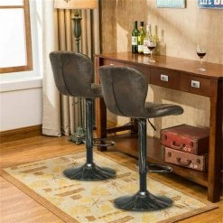 43.5 in. Brown Metal Frame Adjustable Cushioned Bar Stool with Hot-stamping Cloth Seat (Set of 2) by Cubilan 10 43.5 in. Brown Metal Frame Adjustable Cushioned Bar Stool with Hot-stamping Cloth Seat (Set of 2) by Cubilan -Elama Sales Store brown cubilan bar stools 69145083 4f 1000