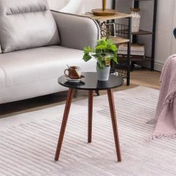 16.5 in. Brown Round Wood End Table by Cubilan -Elama Sales Store brown cubilan end side tables b09krrd8rc 31 1000