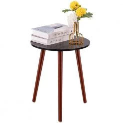 16.5 in. Brown Round Wood End Table by Cubilan -Elama Sales Store brown cubilan end side tables b09krrd8rc 40 1000