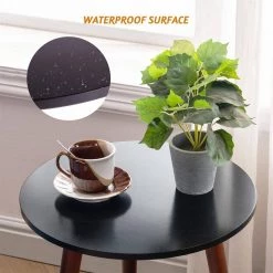 16.5 in. Brown Round Wood End Table by Cubilan -Elama Sales Store brown cubilan end side tables b09krrd8rc 4f 1000