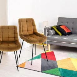 Brown Tufted Side Chair with Metal Legs (Set of 2) by Elama 5 Brown Tufted Side Chair with Metal Legs (Set of 2) by Elama -Elama Sales Store brown elama accent chairs 985115020m 31 1000