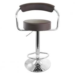 2-Piece Faux Leather Retro Adjustable 35.3 in. Bar Stool in Brown with Chrome Handles and Base by Elama -Elama Sales Store brown elama bar stools 985116245m 1f 1000