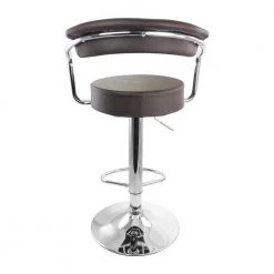 2-Piece Faux Leather Retro Adjustable 35.3 in. Bar Stool in Brown with Chrome Handles and Base by Elama -Elama Sales Store brown elama bar stools 985116245m 4f 1000