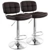 33 in. High Brown Adjustable Faux Leather Back Bar Stool with 2-Piece Chrome Base by Elama