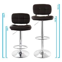 33 in. High Brown Adjustable Faux Leather Back Bar Stool with 2-Piece Chrome Base by Elama -Elama Sales Store brown elama bar stools 985116717m 66 1000