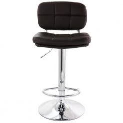 33 in. High Brown Adjustable Faux Leather Back Bar Stool with 2-Piece Chrome Base by Elama -Elama Sales Store brown elama bar stools 985116717m c3 1000