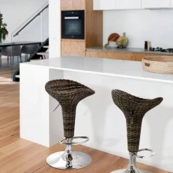 26 in. Brown High Back Tufted Faux Leather Adjustable Bar Stool with Chrome Base (Set of 2) by Elama -Elama Sales Store brown elama bar stools 985116750m 31 1000