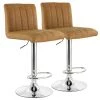 2-Piece Vintage 35 in. Faux Leather Adjustable Bar Stool in Camel with Black Base by Elama