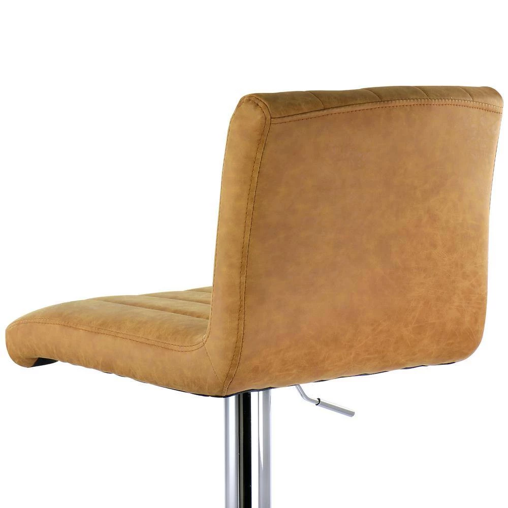 2-Piece Vintage 35 in. Faux Leather Adjustable Bar Stool in Camel with Black Base by Elama 7 2-Piece Vintage 35 in. Faux Leather Adjustable Bar Stool in Camel with Black Base by Elama - Image 7