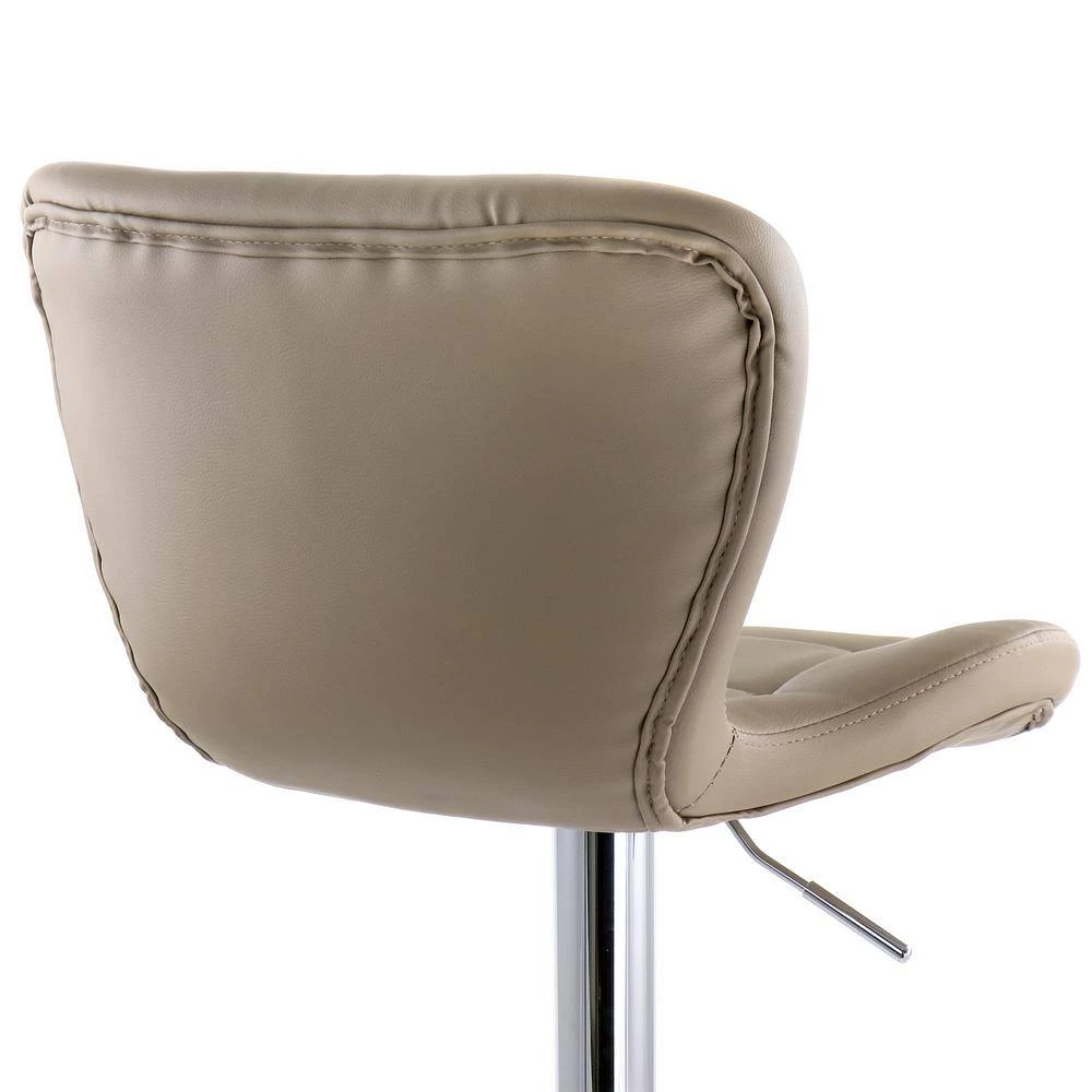 2-Piece Adjustable Faux Leather 34 in. Camel Low Back Metal Bar Stool with Chrome Base by Elama 7 2-Piece Adjustable Faux Leather 34 in. Camel Low Back Metal Bar Stool with Chrome Base by Elama - Image 7