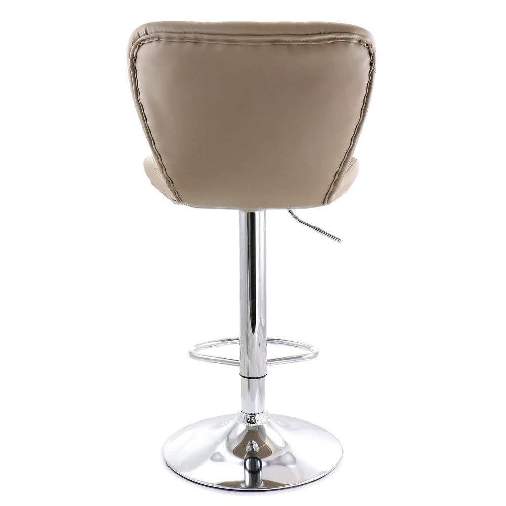 2-Piece Adjustable Faux Leather 34 in. Camel Low Back Metal Bar Stool with Chrome Base by Elama 5 2-Piece Adjustable Faux Leather 34 in. Camel Low Back Metal Bar Stool with Chrome Base by Elama - Image 5