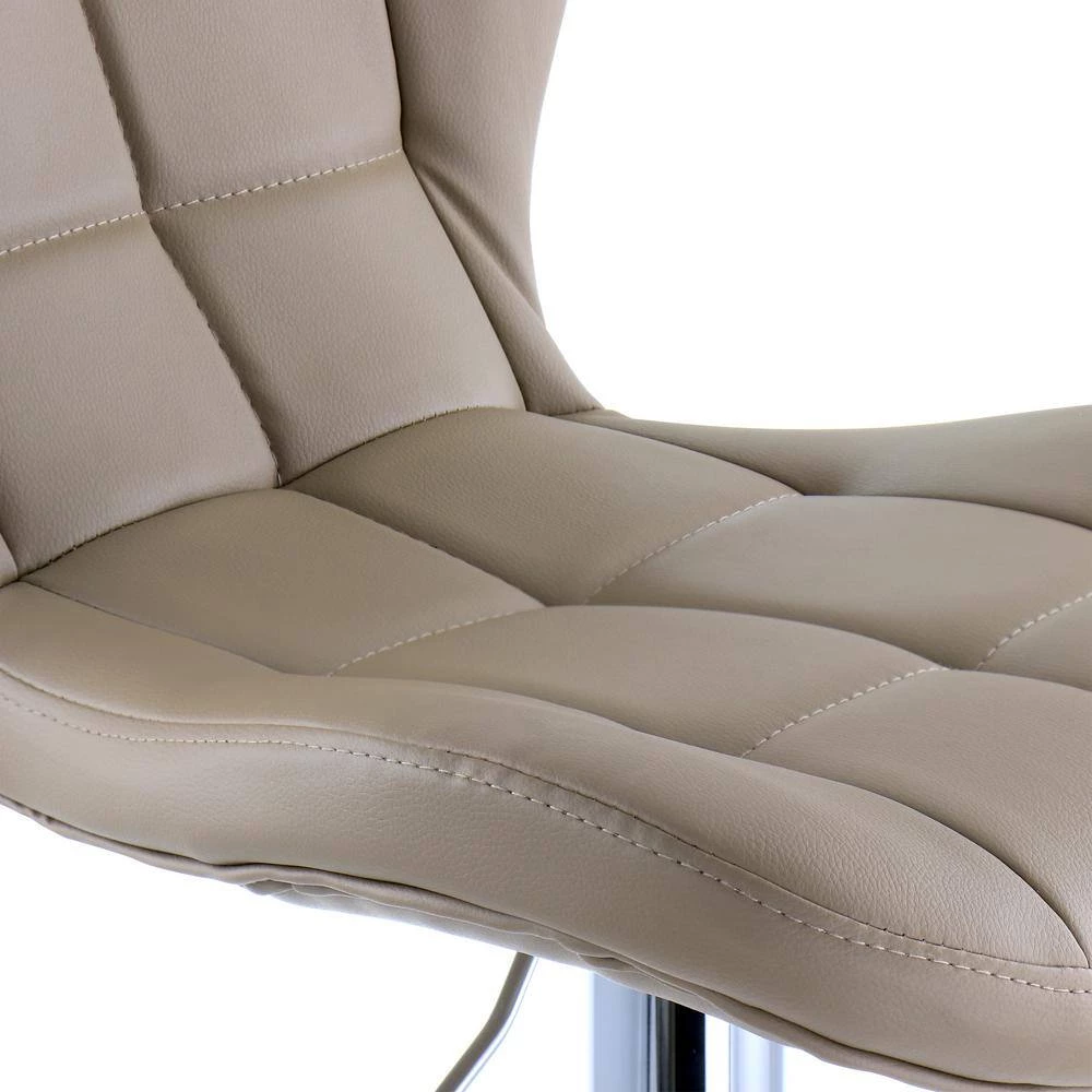 2-Piece Adjustable Faux Leather 34 in. Camel Low Back Metal Bar Stool with Chrome Base by Elama 9 2-Piece Adjustable Faux Leather 34 in. Camel Low Back Metal Bar Stool with Chrome Base by Elama - Image 9