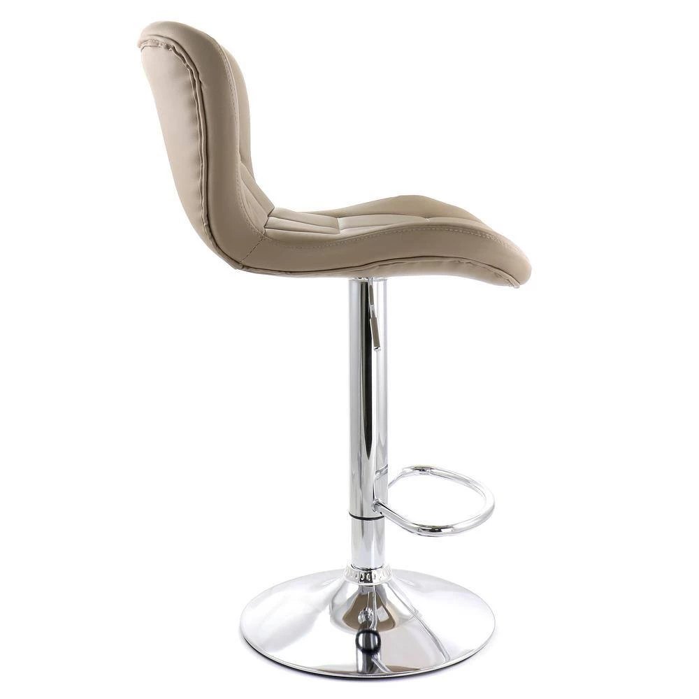 2-Piece Adjustable Faux Leather 34 in. Camel Low Back Metal Bar Stool with Chrome Base by Elama 2 2-Piece Adjustable Faux Leather 34 in. Camel Low Back Metal Bar Stool with Chrome Base by Elama - Image 2