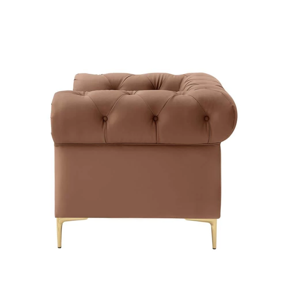 Raeleigh Camel Club Chair Button Tufted Leather PU by Nicole Miller 8 Raeleigh Camel Club Chair Button Tufted Leather PU by Nicole Miller - Image 8