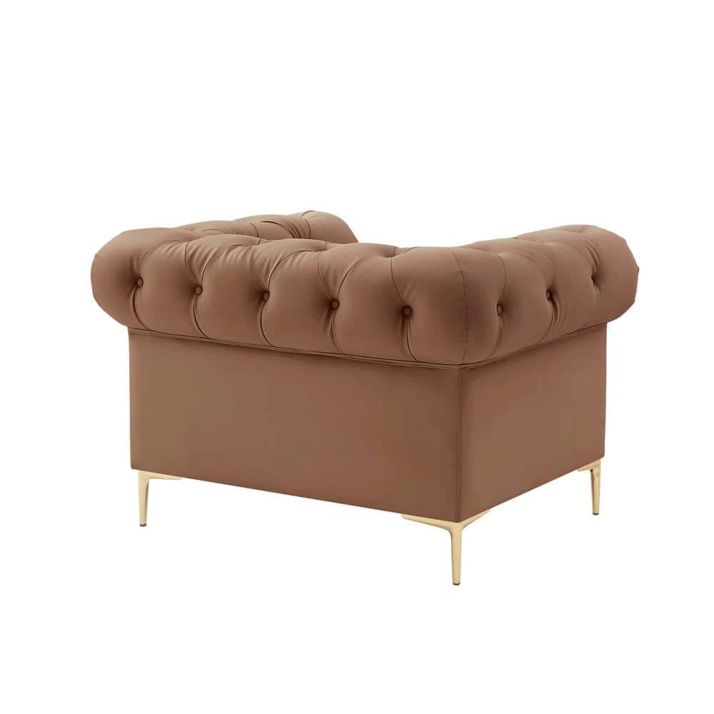 Raeleigh Camel Club Chair Button Tufted Leather PU by Nicole Miller 7 Raeleigh Camel Club Chair Button Tufted Leather PU by Nicole Miller - Image 7