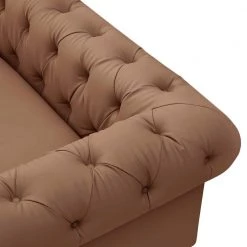 Raeleigh Collection 33.5 in. Wide Flared Arms Faux Leather Upholstery Traditional Straight 3-Seat Tufted Sofa in Brown by Nicole Miller -Elama Sales Store camel nicole miller sofas couches nsa309 10cb hd 76 1000