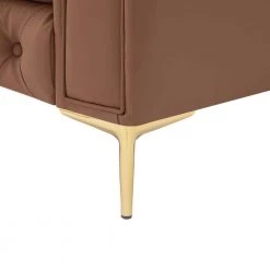 Raeleigh Collection 33.5 in. Wide Flared Arms Faux Leather Upholstery Traditional Straight 3-Seat Tufted Sofa in Brown by Nicole Miller -Elama Sales Store camel nicole miller sofas couches nsa309 10cb hd 77 1000