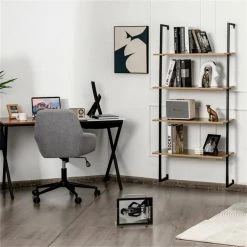 64 in. Coffee MDF 4 Shelf Wall-Mounted Bookcase/Ladder Bookshelf with Metal Frame by Cubilan 11 64 in. Coffee MDF 4 Shelf Wall-Mounted Bookcase/Ladder Bookshelf with Metal Frame by Cubilan -Elama Sales Store coffee cubilan bookcases bookshelves 43760925 1f 1000