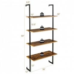64 in. Coffee MDF 4 Shelf Wall-Mounted Bookcase/Ladder Bookshelf with Metal Frame by Cubilan 13 64 in. Coffee MDF 4 Shelf Wall-Mounted Bookcase/Ladder Bookshelf with Metal Frame by Cubilan -Elama Sales Store coffee cubilan bookcases bookshelves 43760925 fa 1000