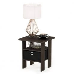15.5 in. W Dark Brown/Black Square Wood End Table with 1-Drawer by Cubilan -Elama Sales Store dark brown black cubilan end side tables b00izcw6kc 1f 1000