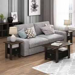 15.5 in. W Dark Brown/Black Square Wood End Table with 1-Drawer by Cubilan -Elama Sales Store dark brown black cubilan end side tables b00izcw6kc 31 1000