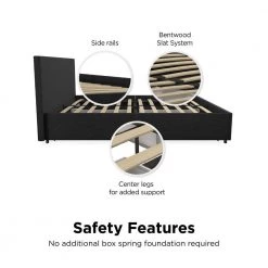 Kelly Dark Gray Linen Upholstered Queen Bed with Storage by Novogratz -Elama Sales Store dark gray linen novogratz platform beds 4296439n 1f 1000